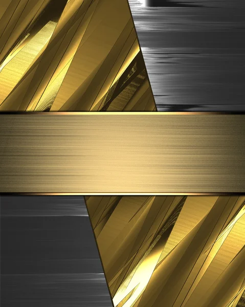 Abstract gold background with iron edges and gold plate. — Stock Photo, Image