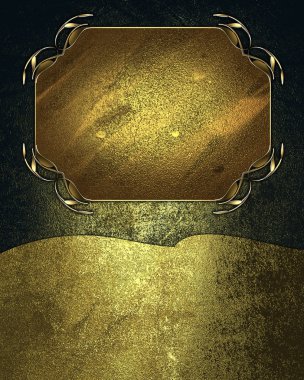 koyu altın arka plan, bir altın plaka ve süs kenarları