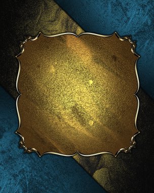 Mavi altın arka plan altın tabela ve altın trim ile