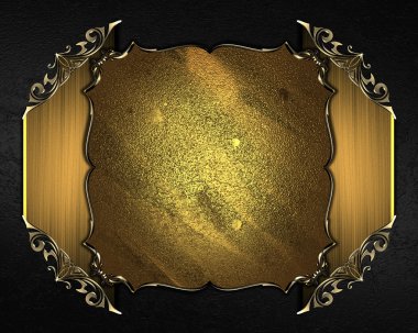 siyah arka plan ile altın tabela ve altın trim