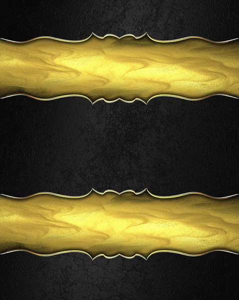 Черная текстура с красивой золотой табличкой и золотой отделкой — стоковое фото