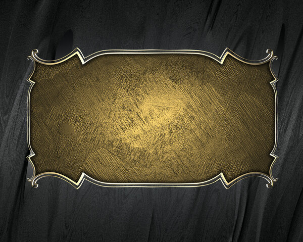 Black texture with a gold name plate with gold pattern
