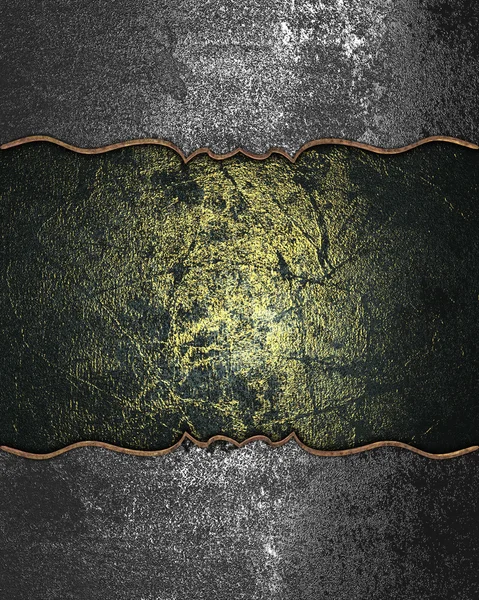 Design template - Iron grunge texture with a gilt plate for text — Stock Photo, Image