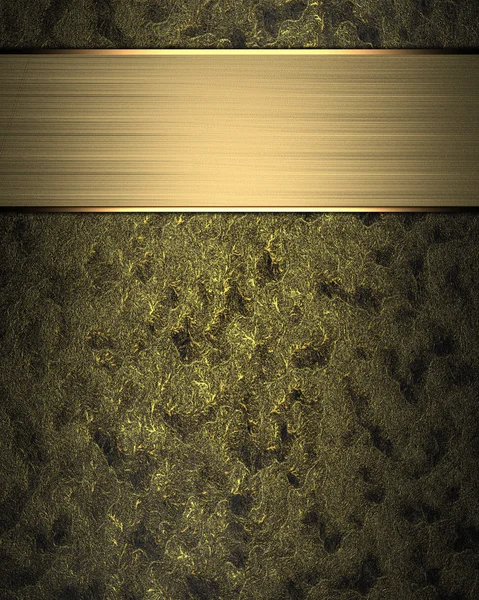 Textura galben inchis cu panglici aurii (placa de nume ) — Fotografie, imagine de stoc
