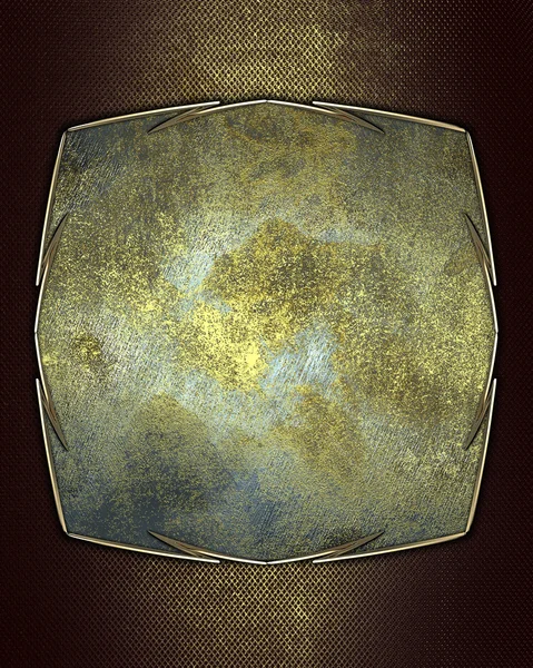 Altın Grunge doku eski paslı tabela ile altın trim ile. — Stok fotoğraf