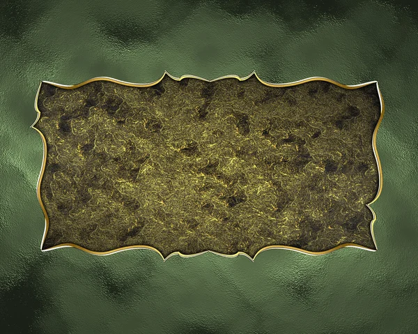 Altın desenli altın isim levhası ile yeşil doku — Stok fotoğraf