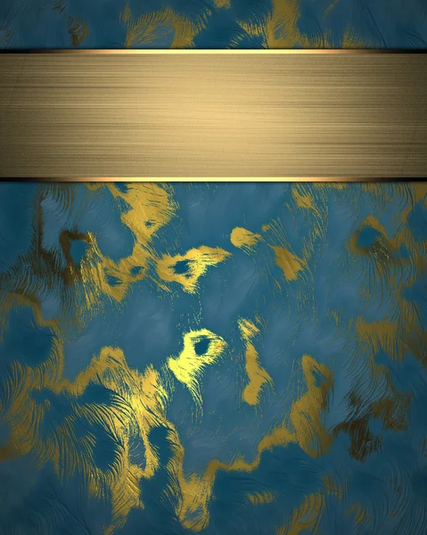 Abstrakt blå bakgrund med guld. guld namnskylt — Stockfoto