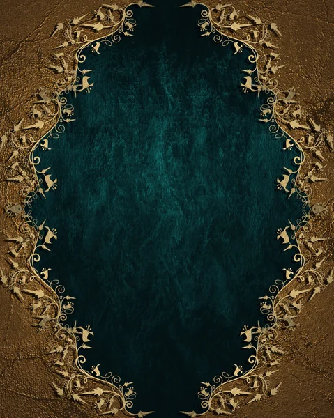 Textura azul abstracta con bordes marrones con patrón floral —  Fotos de Stock