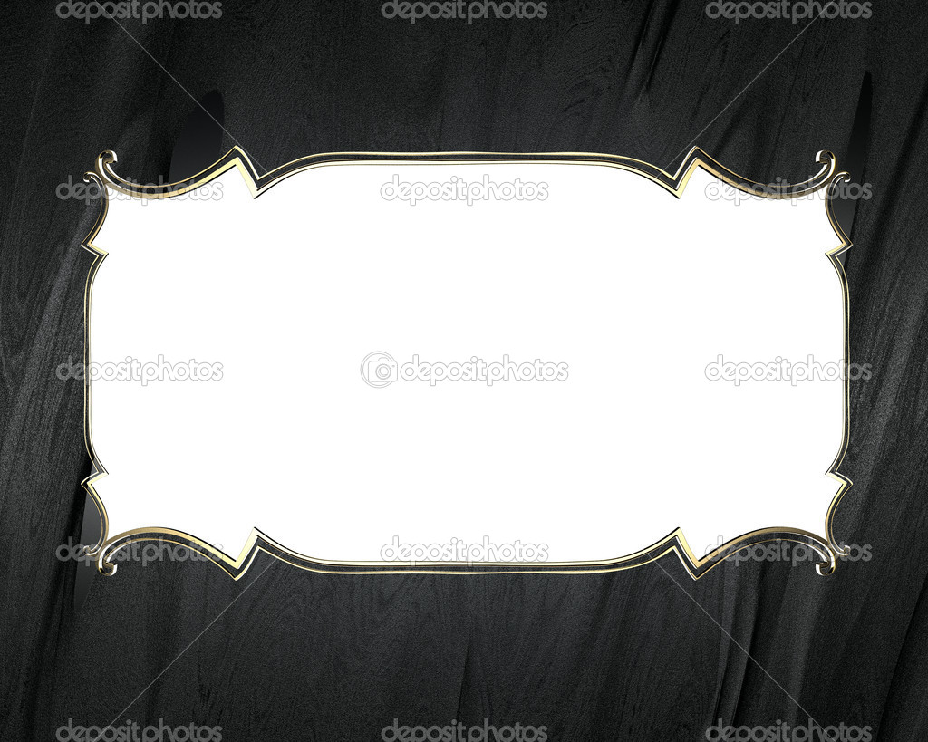 Black rich texture with White frame and gold trim