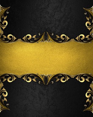 Altın kenarlar ve orta altın plaka siyah arka plan
