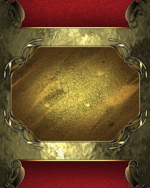 altın altın plaka ile doku ile kırmızı kenar örgülü.