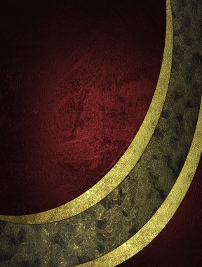 Altın şeritler ve altın plaka ile soyut kırmızı dokular