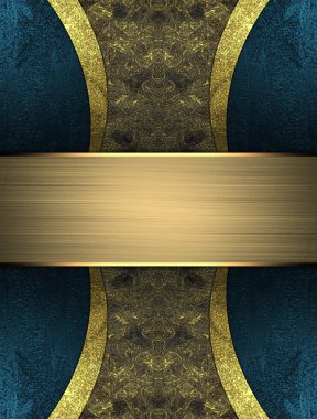 koyu altın arka plan mavi kenarlar ve altın plaka