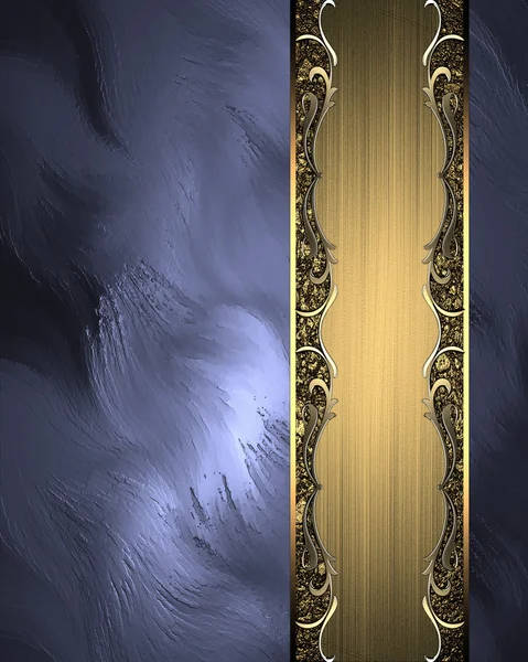 Texture bleue avec plaque nom or avec garniture or — Photo