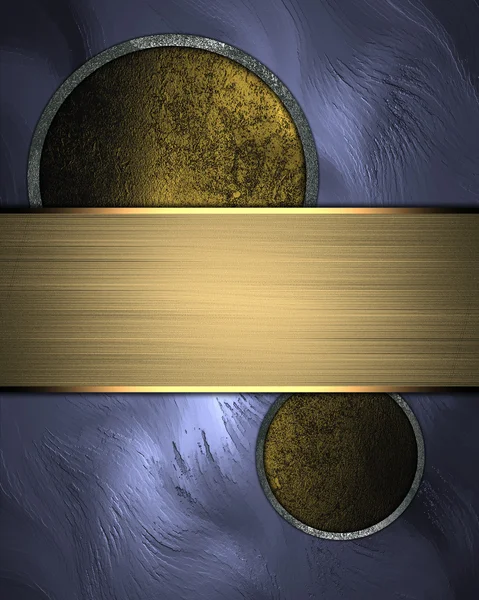 Μπλε υφή με χρυσό κύκλο και όνομα πλάκα με χρυσή περιποίηση — Φωτογραφία Αρχείου