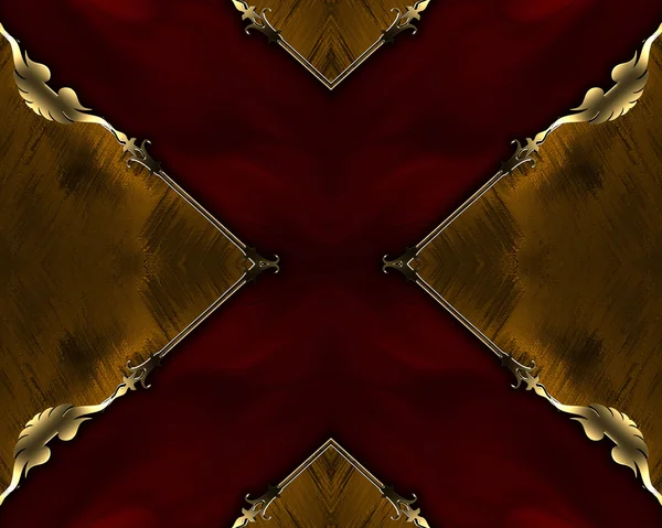 Czerwone tło w formie krzyża z brown obszytą złotem wykończenia — Zdjęcie stockowe