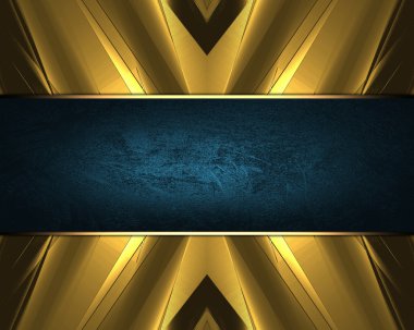 Mavi tabela ile soyut altın doku