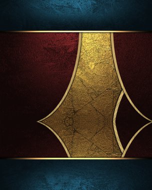 kenarları ve mavi tabak kırmızı ekler ile soyut altın şerit