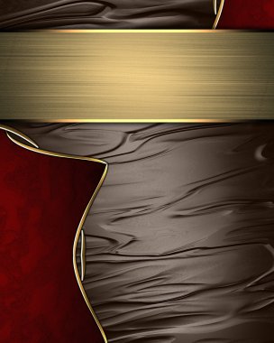 soyut kahverengi doku ile kırmızı kakma altın trim