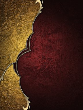 Kırmızı arka plan, soyut altın kaplama ve güzel bir süsleme.