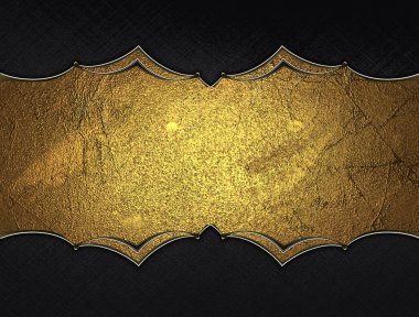 siyah arka plan ile soyut bir altın plaka ve güzel bir trim