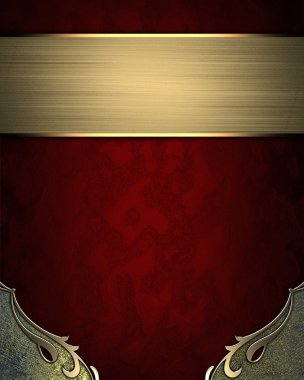 altın plaka ile mavi köşeli kırmızı bir arka plan