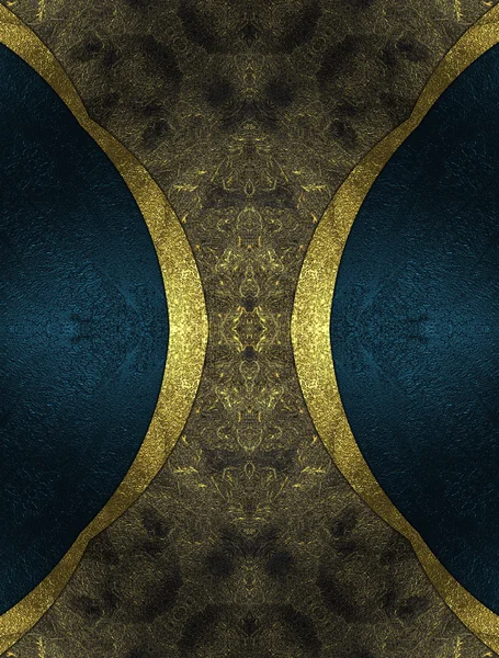 Abstract dark background with blue edged with gold trim — Stock Photo, Image