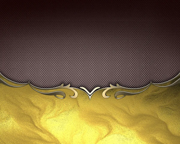 Braunen Hintergrund mit einem goldenen Teller und einem schönen Rand — Stockfoto