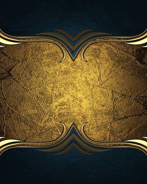 Голубой фон с золотой пластиной и красивой отделкой
