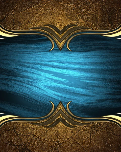 Goldhintergrund mit blauem Teller und schönem Rand — Stockfoto