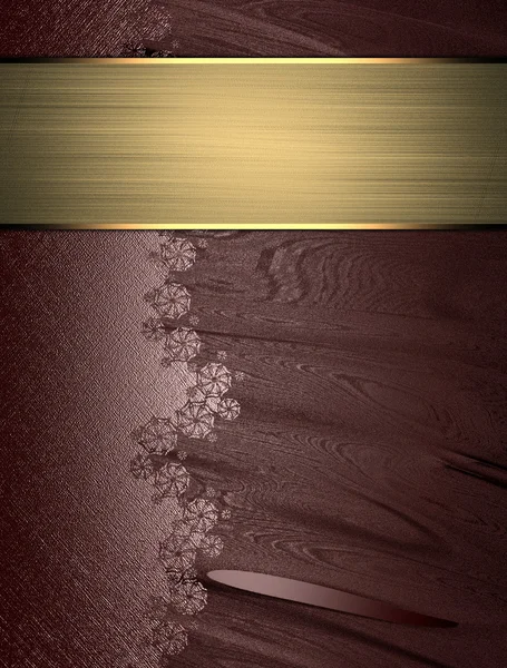 Brauner Hintergrund mit Muster und Goldteller — Stockfoto