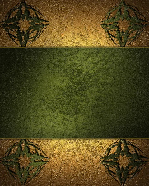 Żółty (złoto) z zielonej Tabliczka i zielony wzór na krawędzi — Zdjęcie stockowe