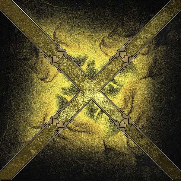Guld bakgrund i form av ett kors med gula kanter med guld trim — Stockfoto