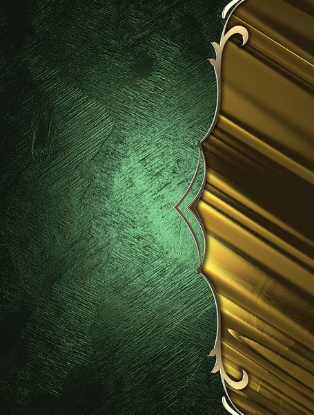 Fond vert avec une plaque d'or abstraite et une belle garniture — Photo