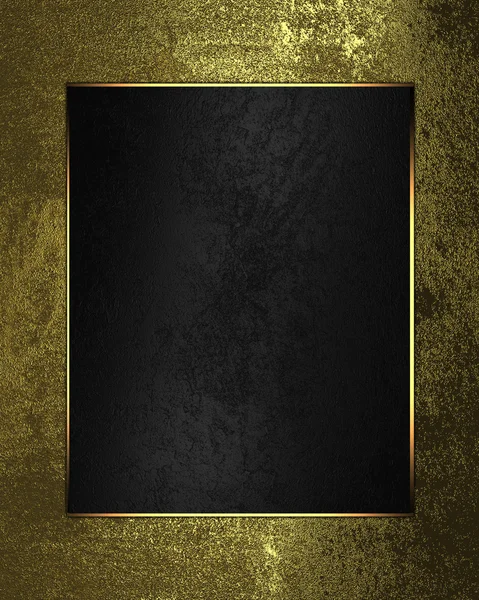 Golden grunge background with a black square with gold trim — Stock Photo, Image