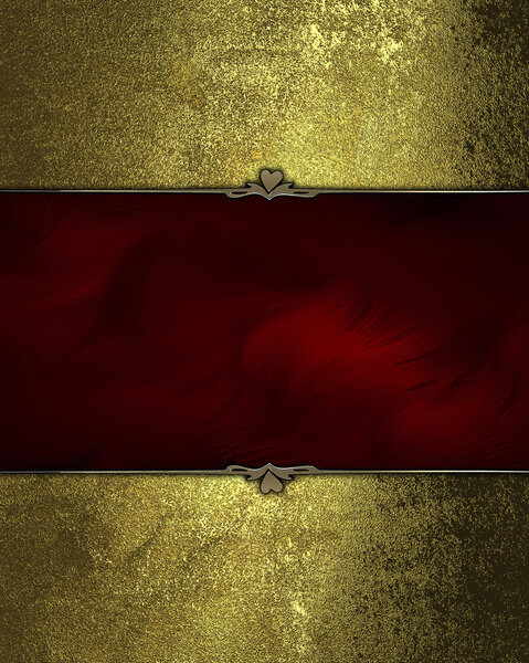 Золотая гранж текстура с красной пластиной с красивой отделкой
.