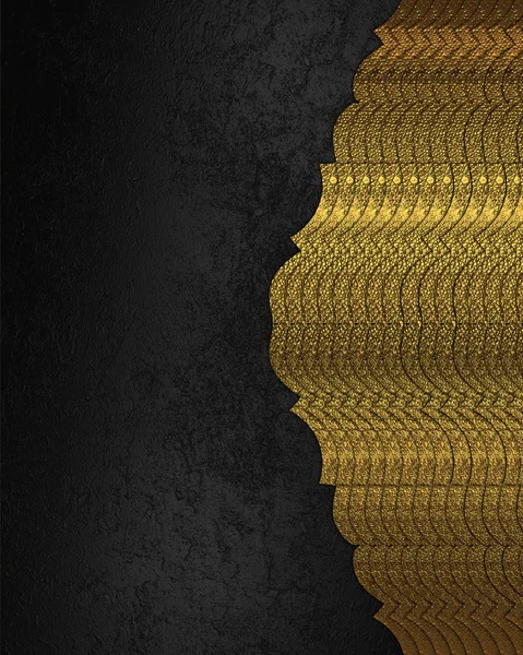 Modello di design - texture astratta nera con bordo oro — Foto Stock