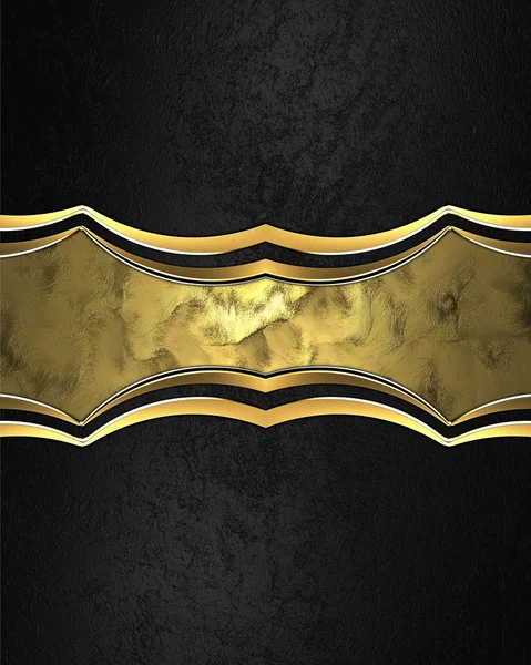 Black background with gold beautiful abstract plate for text — Stock Photo, Image