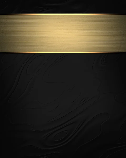 Fundo preto abstrato com uma placa com guarnição dourada — Fotografia de Stock