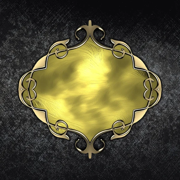 Template of gold plate with gold trim on grunge background