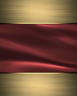 Dalgalar altın kenarları ile arka plan olarak kırmızı saten kumaş.