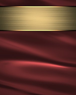 Dalgalar altın plaka ile arka plan olarak kırmızı saten kumaş