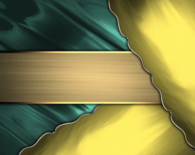 Altın köşeler ve altın tabela turkuaz arka plan