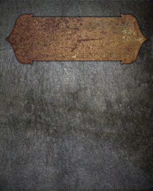 bir duvara paslı metal plaka. tasarım şablonu.