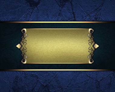 mavi arka plan ile altın bir tabela. tasarım şablonu