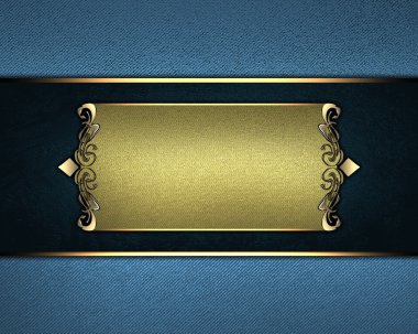 mavi arka plan ile altın bir tabela. tasarım şablonu