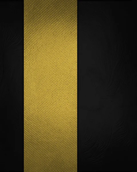 Template for design. Black elegant texture with gold ribbon. — Stock Photo, Image