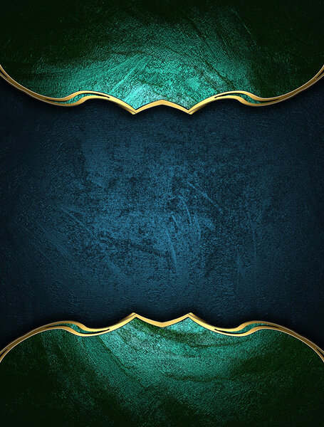 Blue texture with green edges and gold trim