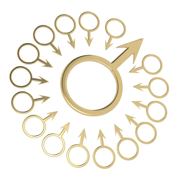 Simbolo zodiacale della mascolinità con molti personaggi sui bordi — Foto Stock