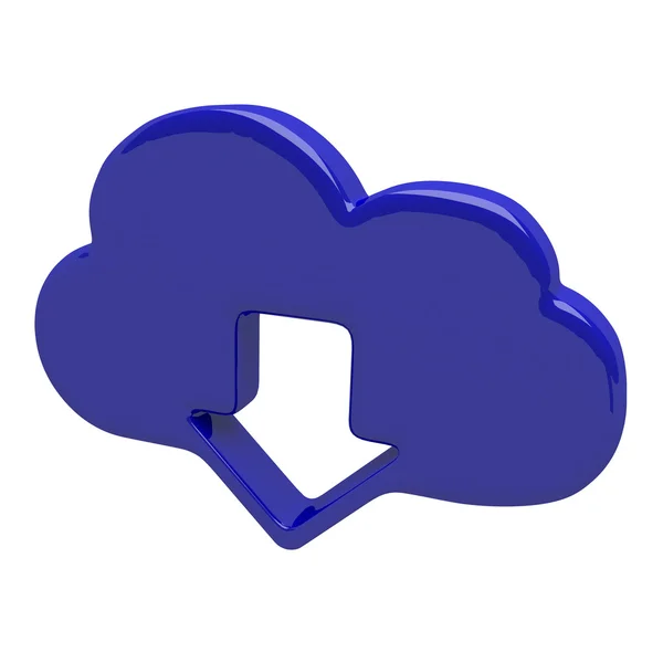 Cloud computing technológia ikon emblémáját, a szimbolikus fényes nyilat belül a elszigetelt fehér — Stock Fotó